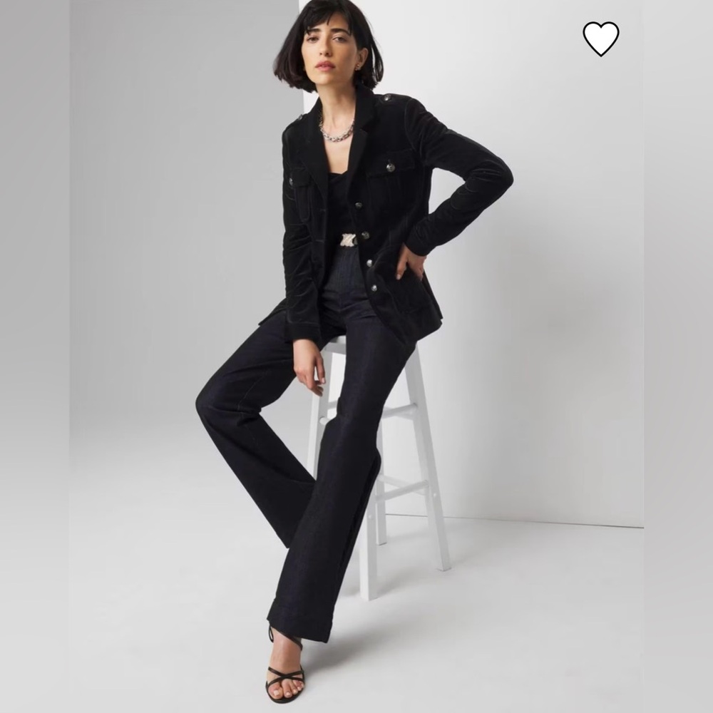 White House Black Market Black Velvet Safari Jacket size X small